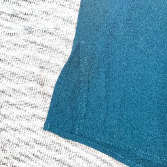 J. Jill | Dark Teal Pleated Button Up Crepe Top | Large - Picture 6 of 9